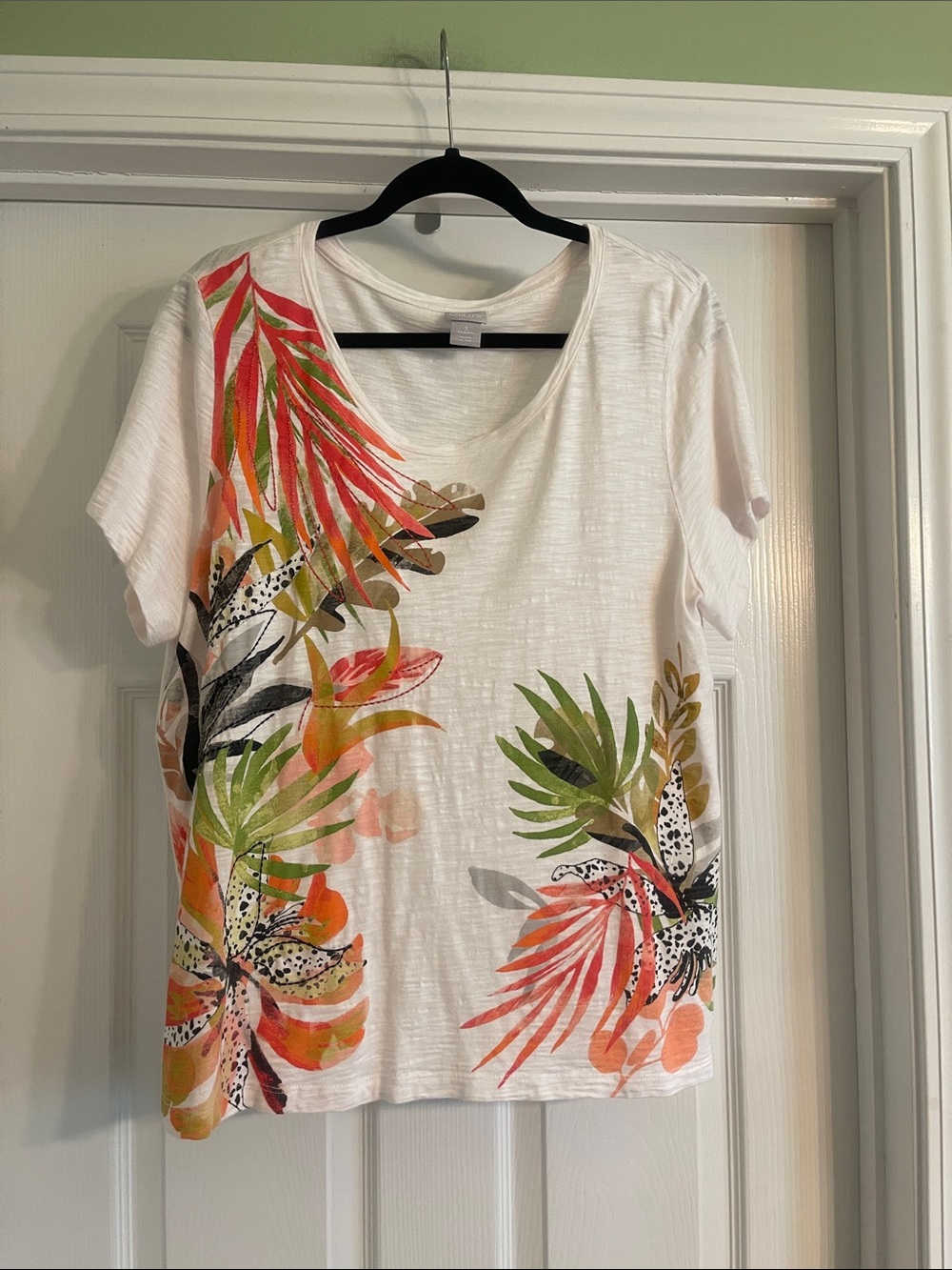 Chicos cotton/modal Tropical Tee, Size XL